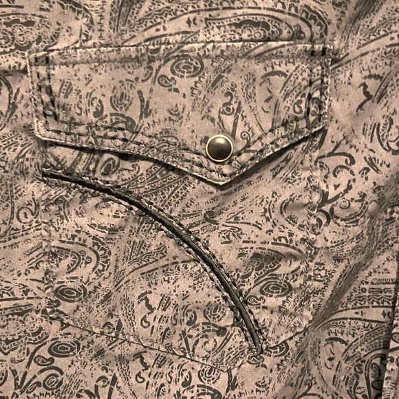Panhandle Slim -Men’s Medium -Grey & Black Pearl Snap Western Shirt -100% Cotton - Picture 12 of 13